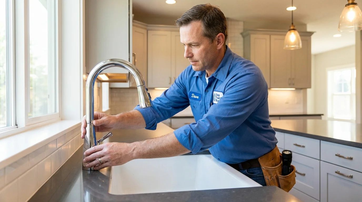 Kitchen faucet installation by Johns Plumbing LLC in West Burlington